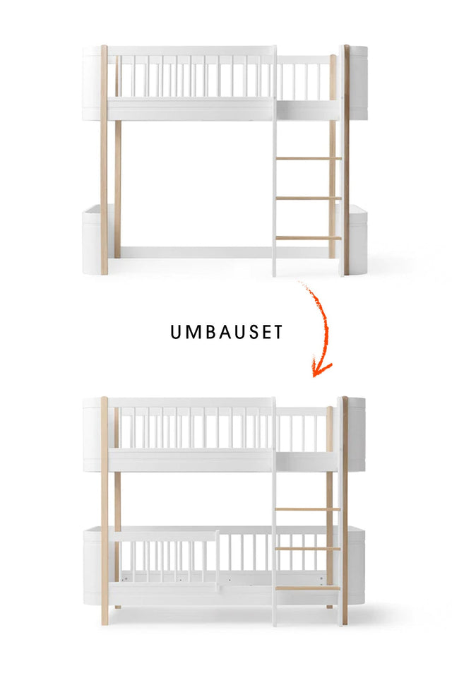 Wood Umbau-Set transforming Mini+ halbhohes Hochbett to halbhohes Etagenbett white oak