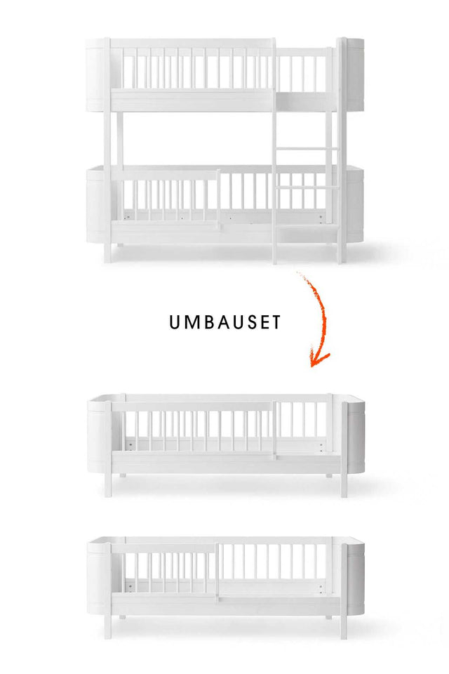 Wood Umbau-Set von Oliver Furniture für halbhohes Etagenbett zu zwei Juniorbetten in Weiß