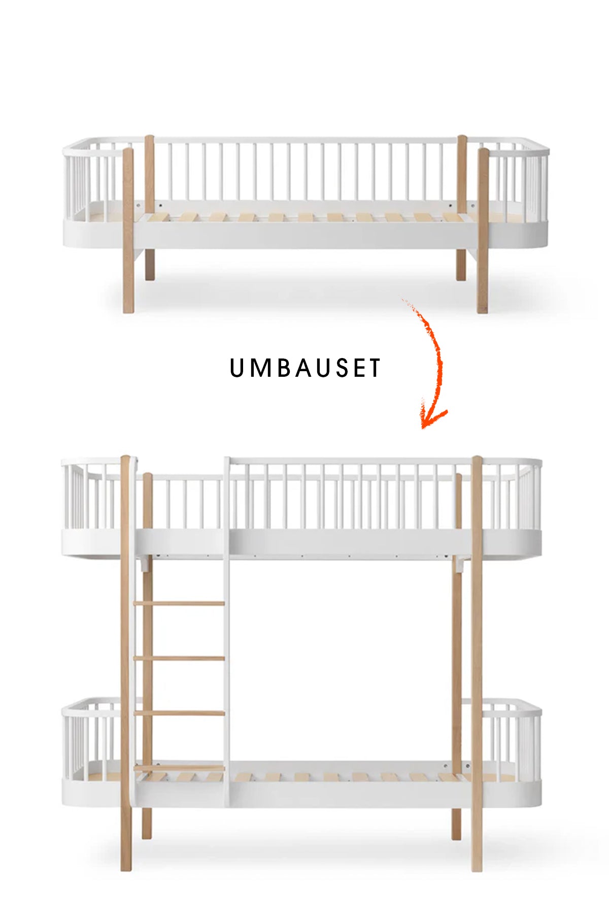 Wood Umbau-Set vom Original Bettsofa zum Etagenbett/ weiß/eiche