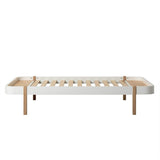 Wood Lounger Bett 120x200 weiß Eiche stilvolles Tagesbett mit abgerundeten Ecken