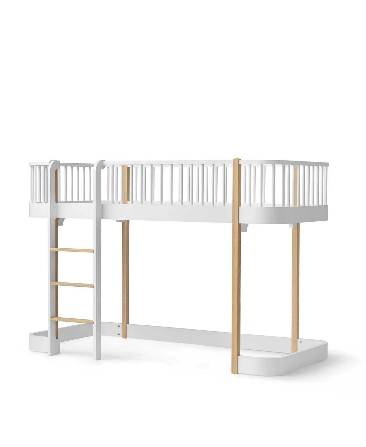 Wood halbhohes Hochbett 138 cm (90x200) weiß/ eiche - Leiter vorne