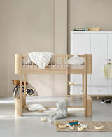 Wood Umbau-Set vom Mini+ Babybett inkl. Umbau-Set Juniorbett zum halbhohen Hochbett/ Eiche