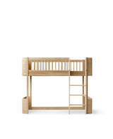 Mini+ halbhohes Hochbett aus Eiche für kleine Kinderzimmer, skandinavisches Design, nachhaltige Qualität