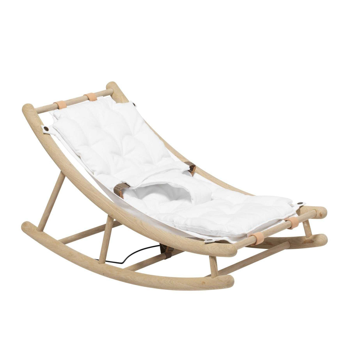 Wood Baby- & Kleinkindwippe aus weiß geölter Eiche mit Babykissen und Kleinkindsitz in nordischem Design