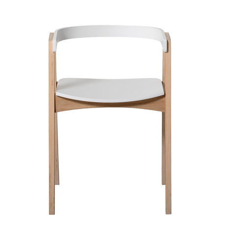 Wood Armlehnstuhl von Oliver Furniture aus weiß lackierter Birke und Eichenfurnier mit verstellbarer Höhe und rundem Rückenlehne