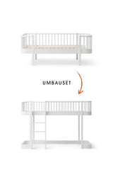 Wood Umbau-Set von Original Einzelbett/Juniorbett/Junior Bettsofa zum halbhohen Hochbett 138 cm, weiß