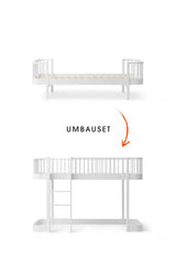 Wood Umbau-Set von Original Einzelbett/Juniorbett/Junior Bettsofa zum halbhohen Hochbett 138 cm, weiß