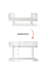 Wood Umbau-Set von Original Einzelbett/Juniorbett/Junior Bettsofa zum halbhohen Hochbett 138 cm, weiß
