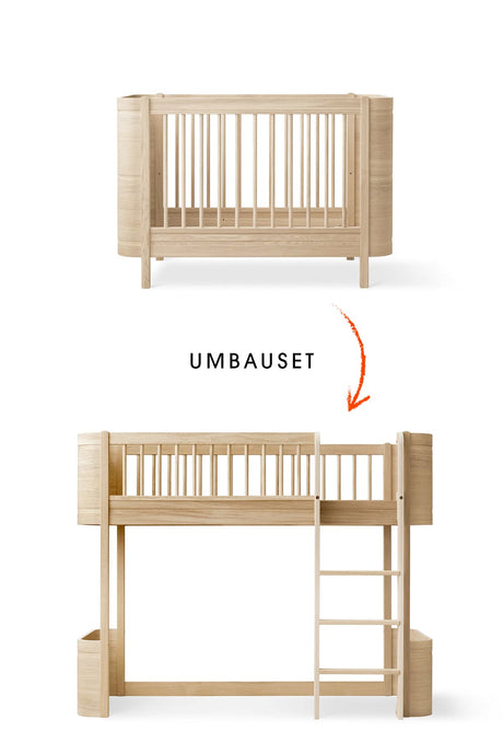 Wood Umbau-Set von Mini+ Babybett zu halbhohem Hochbett aus Eiche
