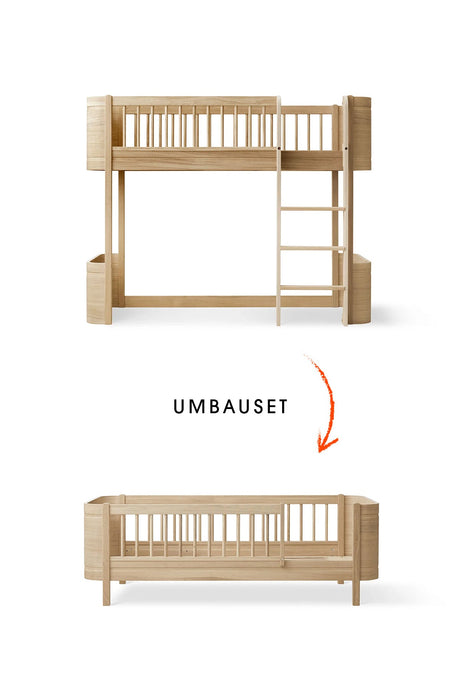 Wood Umbau-Set transforming Mini+ halbhohes Hochbett to Juniorbett in Eiche wood