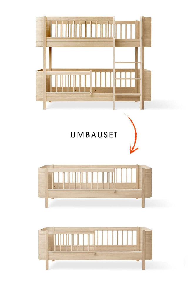 Wood Umbau-Set zum Umbau halbhohes Etagenbett zu zwei Juniorbetten aus Eiche