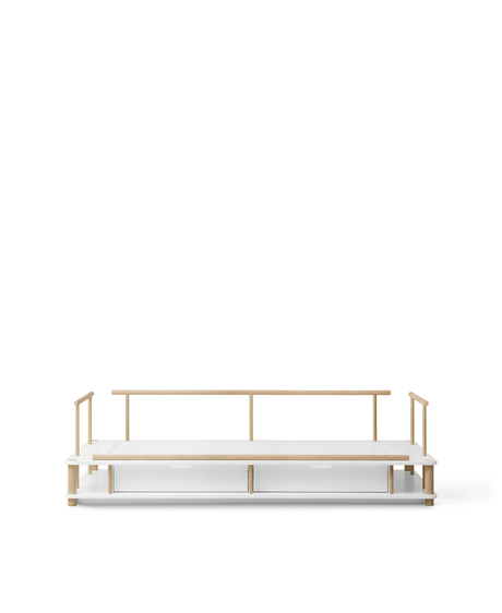 Camp Tagesbett Kinderbett 90x180 cm weiß Eiche mit Stauraum und Rausfallschutz