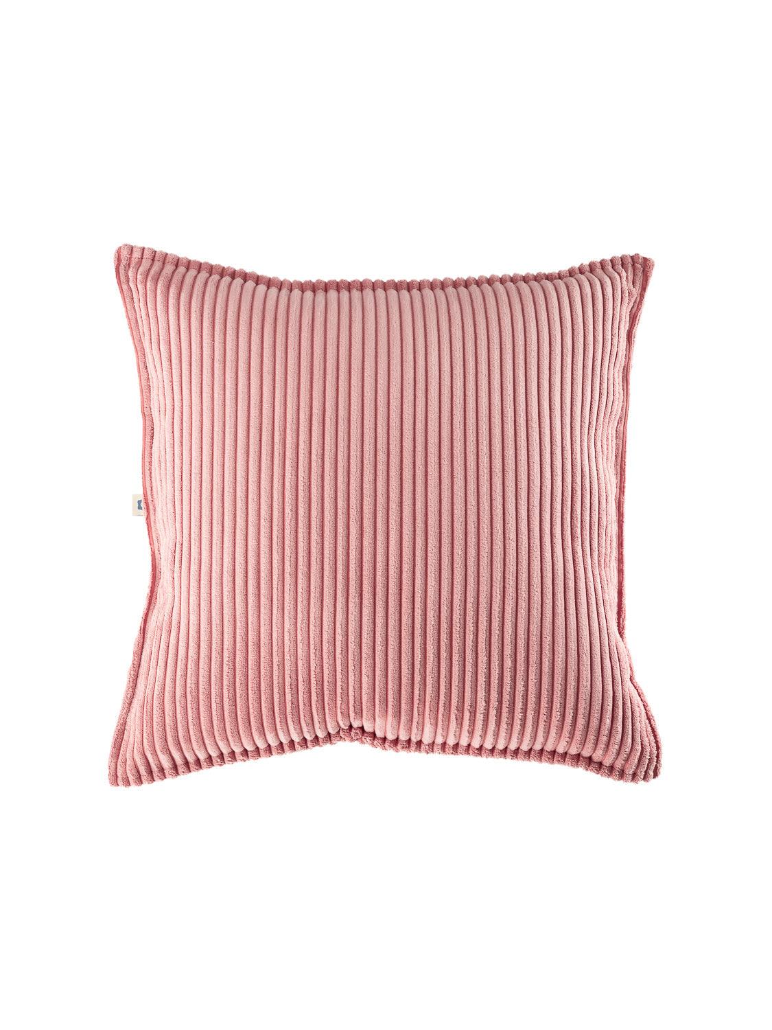 Pink Mousse Block Cushion with softmint cord cover made from recycled PET, eco-friendly and allergy-friendly for kids.