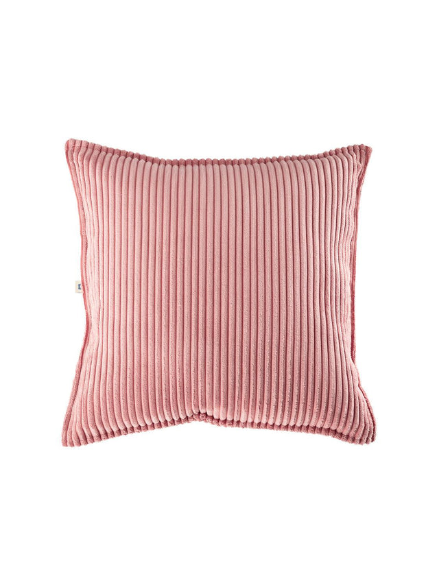 Pink Mousse Block Cushion with softmint cord cover made from recycled PET, eco-friendly and allergy-friendly for kids.