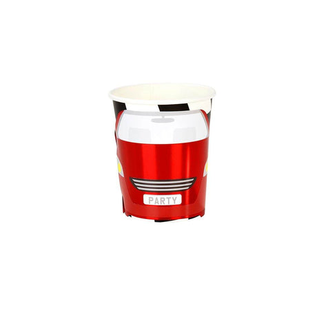 Set of 8 Race Pappbecher with metallic foil for hot and cold drinks, model RACE-CUP-CAR by Talking Tables
