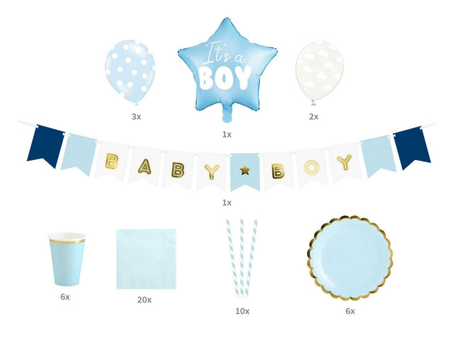 Babyparty Dekorations-Set mit Baby Boy-Banner und Partyzubehör für Babyparty Jungen