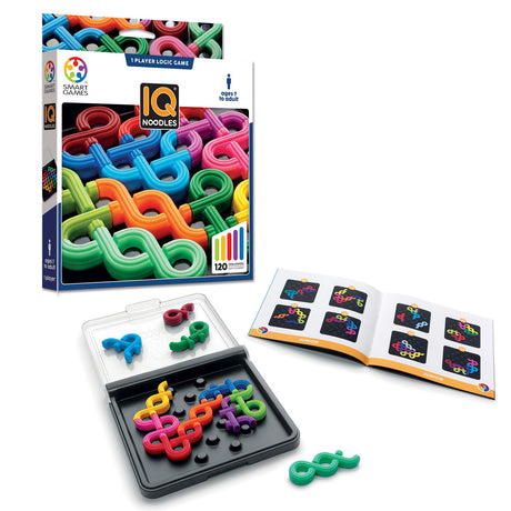 IQ Noodles challenging puzzle game with 120 tasks and 11 pieces for cognitive skill development