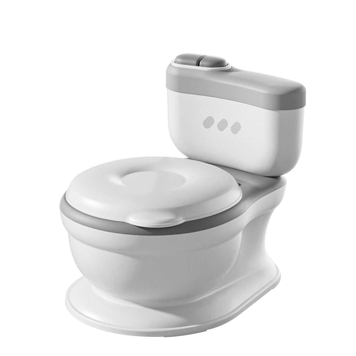 Kinder-Töpfchen mit Sound und Spülgeräusch, ergonomisch und rutschfest, grau-weiß von Tryco