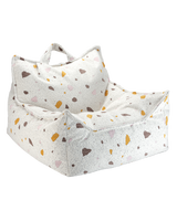 Beanbag chair with terrazzo marble pattern made of OEKO-TEX certified bouclé and chenille fabric for kids