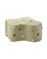 Wigiwama Cloud Pouffe in Terrazzo Moss with textured bouclé and chenille fabric, eco-certified and removable cover