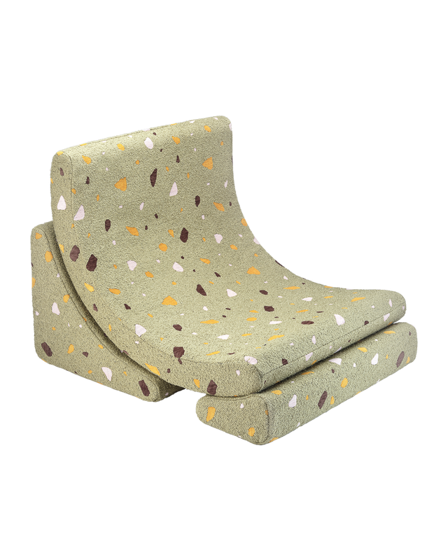 Wigiwama Moon Chair Terrazzo Moss with soft textured fabric and playful design for comfort and relaxation