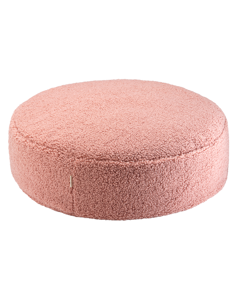 Ottoman Guava Pink runder Teddy-Stoff Sitzhocker Kinderzimmer