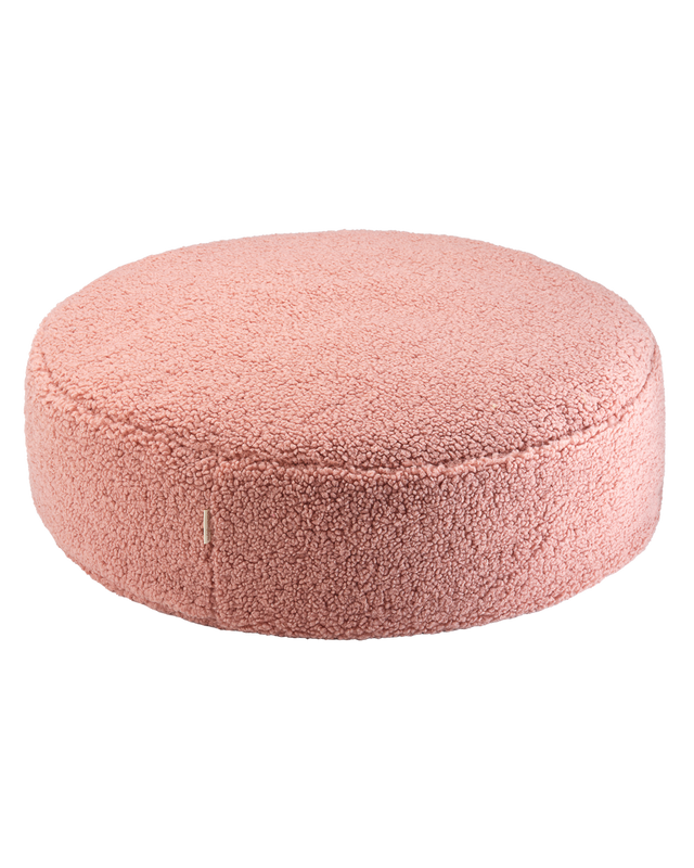 Ottoman Guava Pink runder Teddy-Stoff Sitzhocker Kinderzimmer