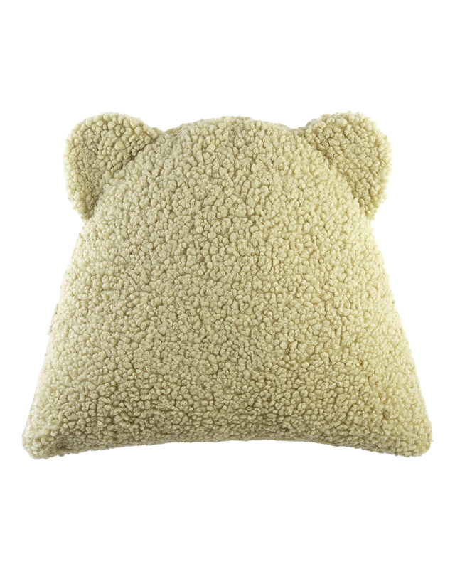 Weiches Bärenkissen wigiwama aus Teddy-Stoff mit Bärenohren, ideal fürs Kinderzimmer, 37x40 cm, pflegeleicht und allergikerfreundlich