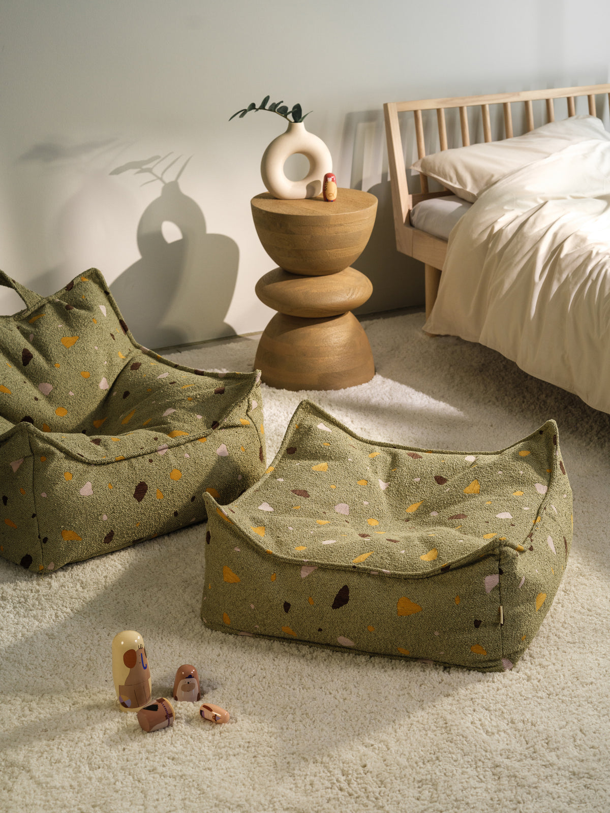 Square Ottoman/ Terrazzo Moss