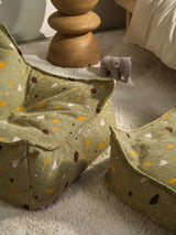Square Ottoman/ Terrazzo Moss