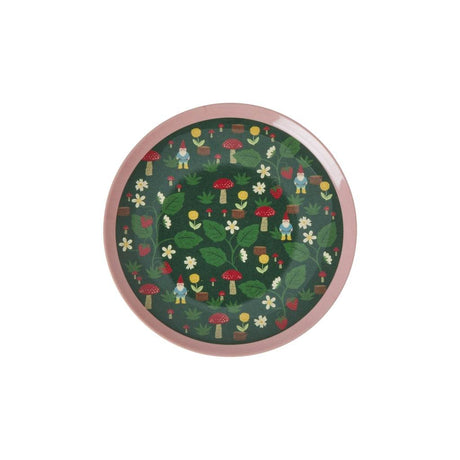 Bunter runder Melaminteller mit Forest Gnome Weihnachtsmotiv von RICE