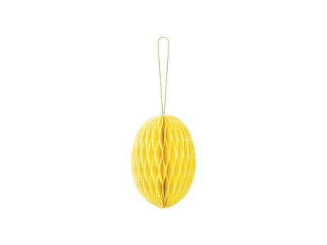 Gelbe Papier-Dekoration Honeycomb Ei, 12 cm, Frühlings-Osterdeko