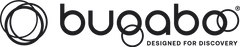 Logo von Bugaboo weiß schwarz auf der Korbmayer-Webseite – einfach das bekannte Bugaboo-Design, schick und klar!