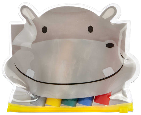 Supersoft Malstifte Tempera-Stifte in fünf Farben mit Hippo-Motiv Tasche für kinderfreundliches Malen auf verschiedenen Untergründen