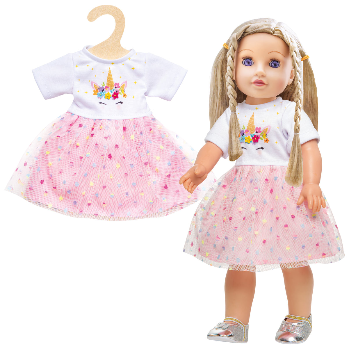 Puppenkleid "Einhorn" Hannah", Gr. 28-35 cm