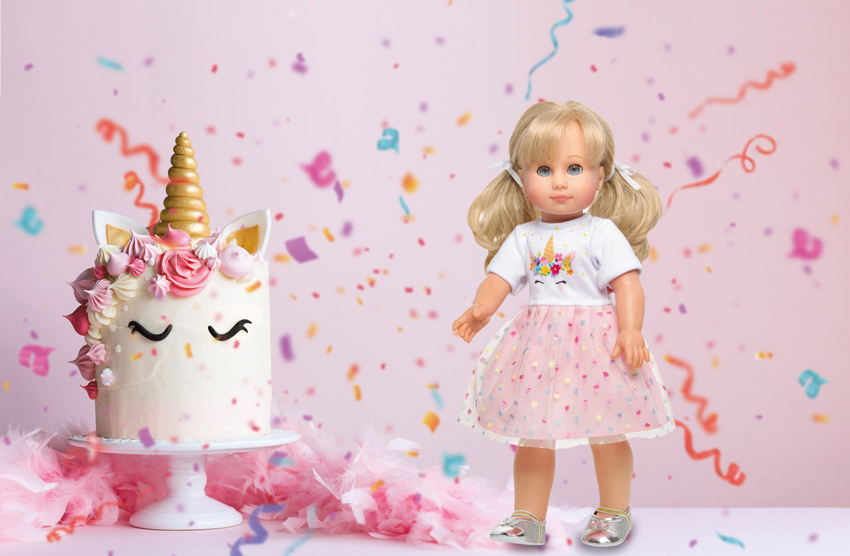 Puppenkleid "Einhorn" Hannah", Gr. 28-35 cm