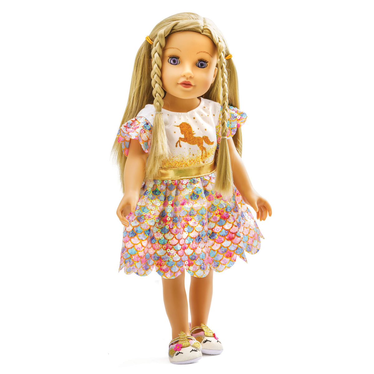 Puppenkleid Einhorn Goldy Gr. 28-35