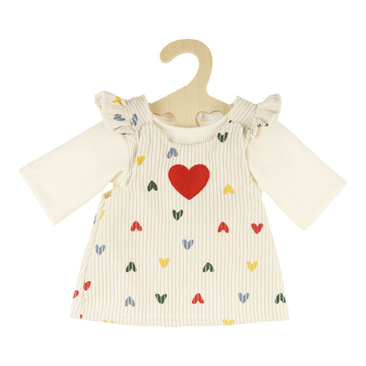 Puppen-Kordkleid Herz-Konfetti mit T-Shirt 28-35cm