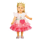 Puppenkleid "Pr!nzessin Emily" mit Herztasche und Krone. Gr. 35-45