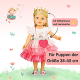 Puppenkleid "Pr!nzessin Emily" mit Herztasche und Krone. Gr. 35-45