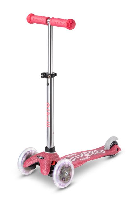 Mini Micro Deluxe Fairy Glitter LED pink kids scooter with glowing LEDs and adjustable handlebar