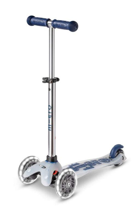 Mini Micro Deluxe Flux LED Kinder-Scooter mit leuchtenden Rädern und höhenverstellbarem Lenker in Navy