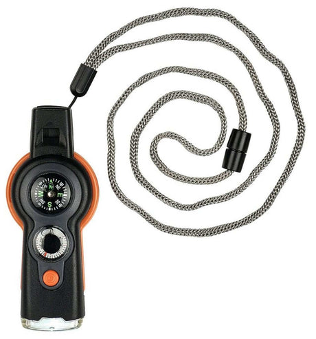 Expedition Natur Survival-Tool 6 in 1 mit LED-Taschenlampe, Kompass, Signalpfeife und Thermometer für Outdoor-Abenteuer