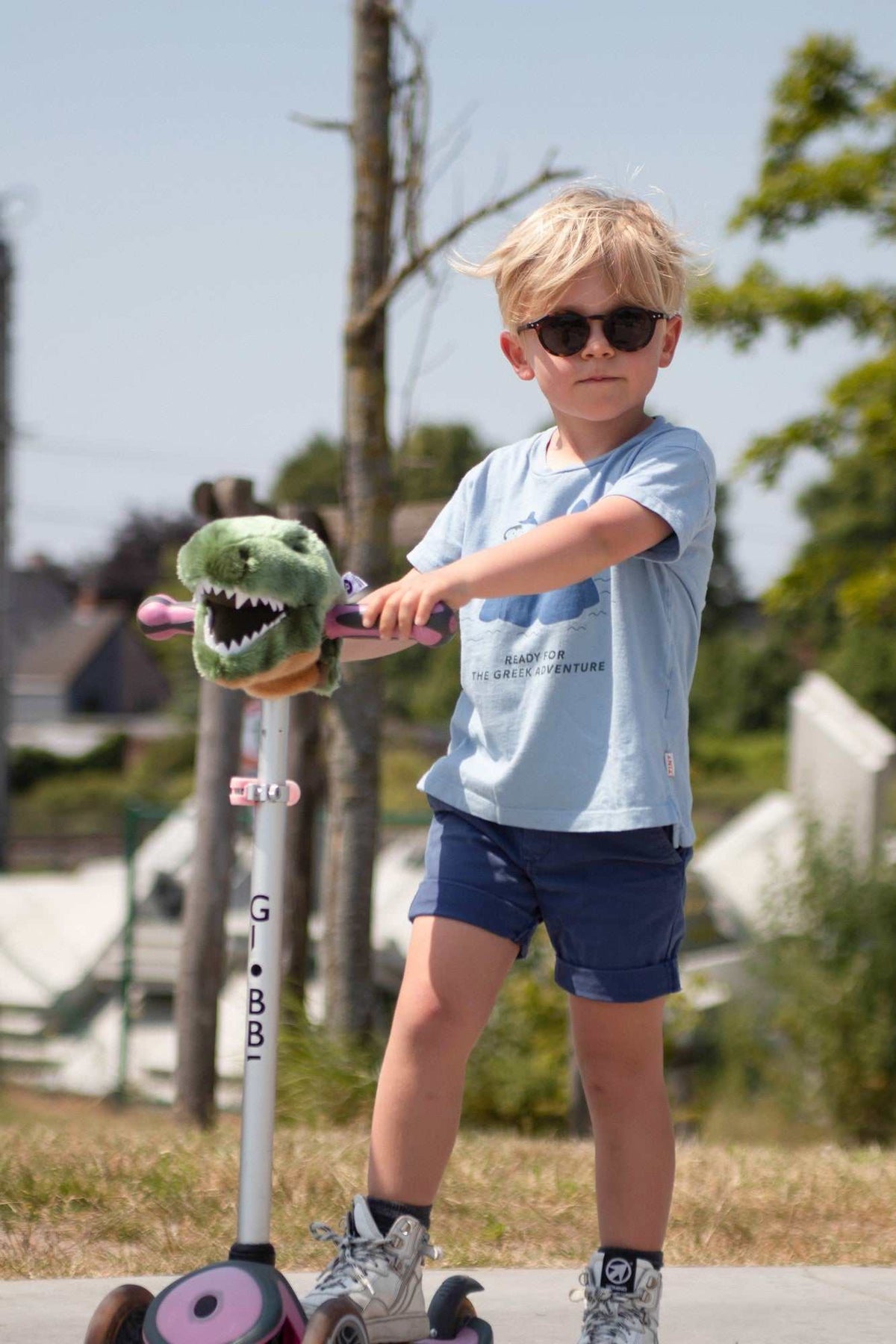 T-Rex Kopf Kinderroller Fahrrad Lenker Accessoire weicher handgefertigter Tierkopf