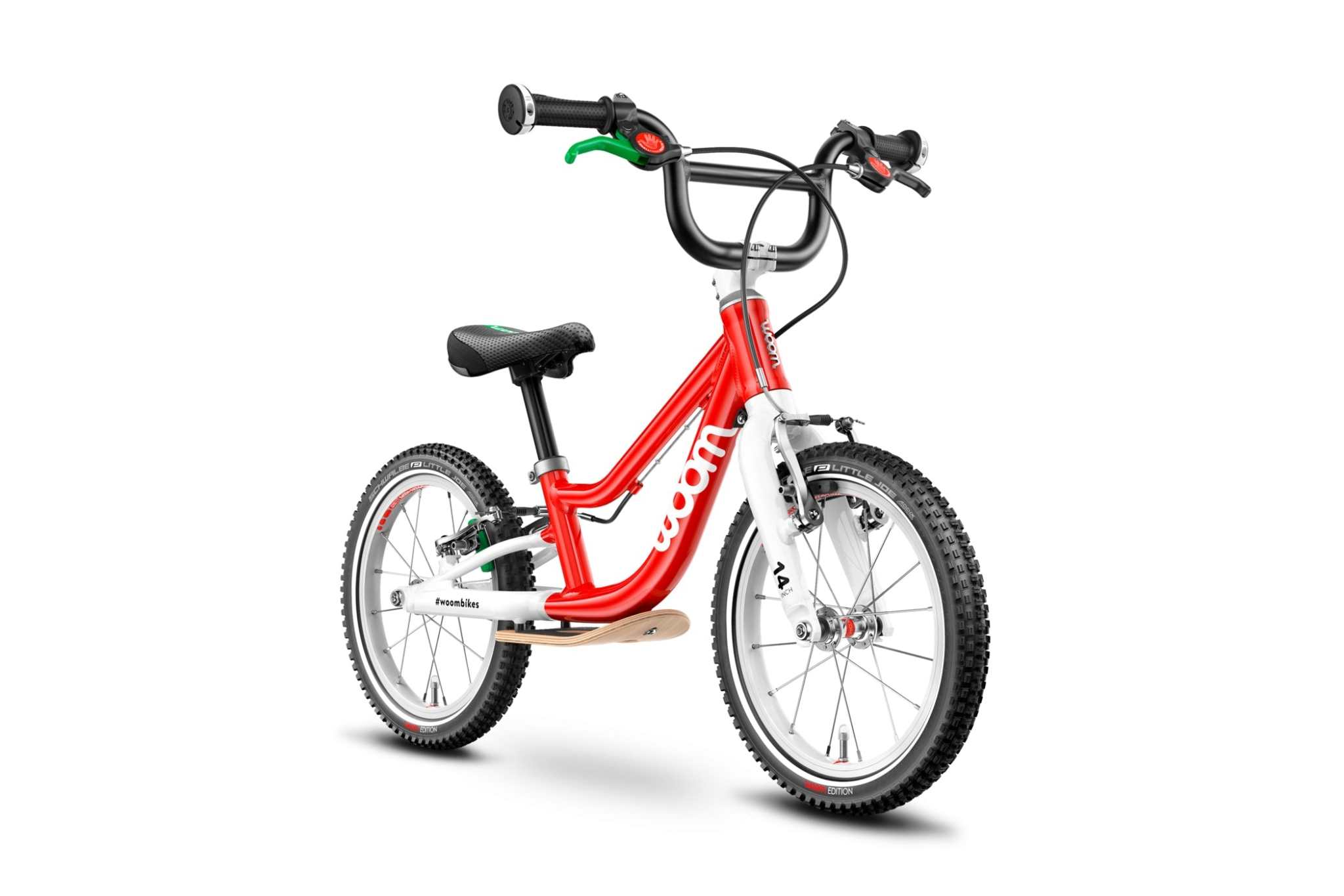 woom 1 plus Laufrad rot 14 Zoll Kinder-Balancebike mit Handbremsen für Kinder ab 95 cm