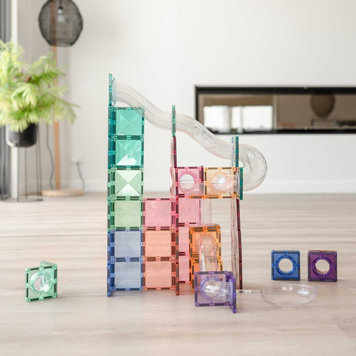 Magnetbausteine Pastell Kugelbahn Pack 80 Teile